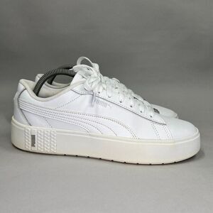 Puma Women's Size 10 Smash‎ Platform v2 White Leather Sneakers